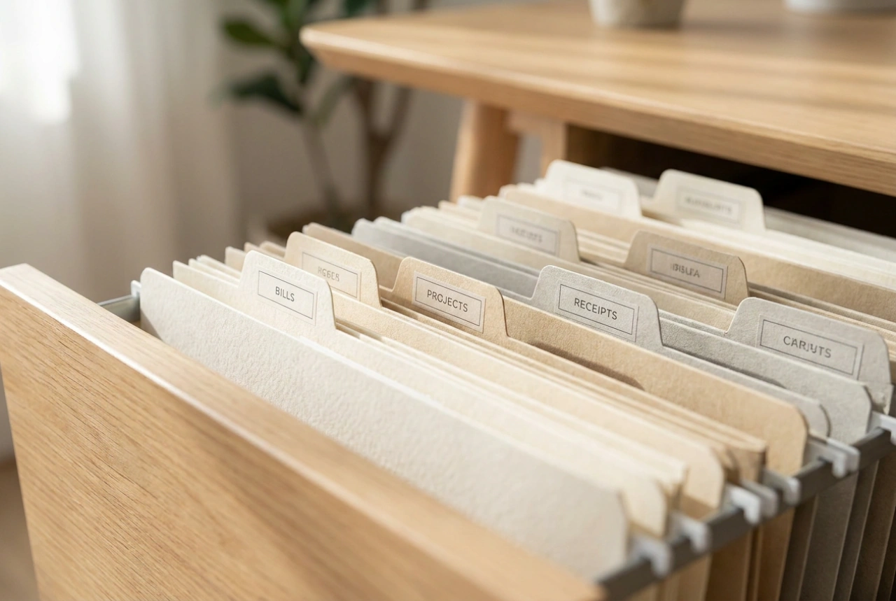 Cómo rotular carpetas de papel para documentos en un sistema doméstico