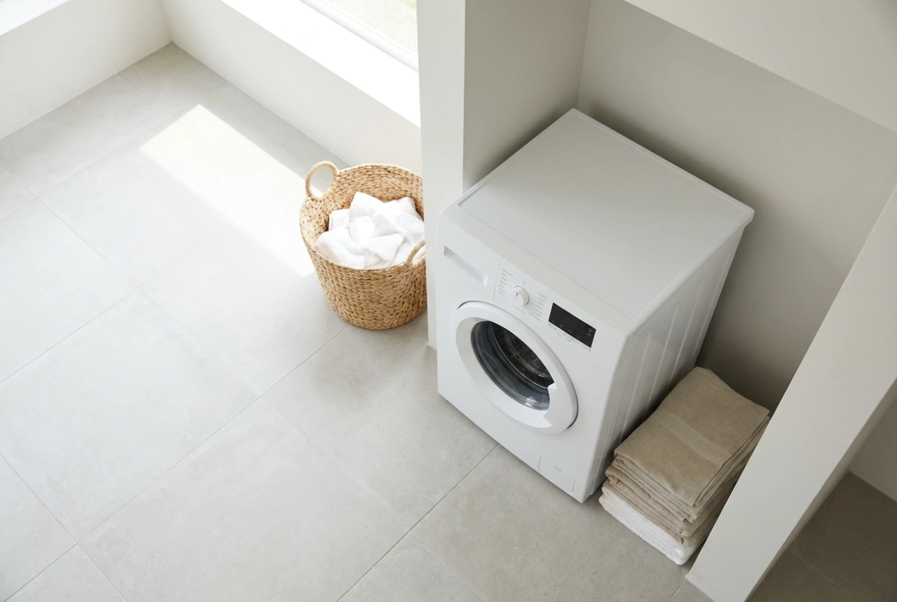 Lavadora de carga superior compacta para baños pequeños